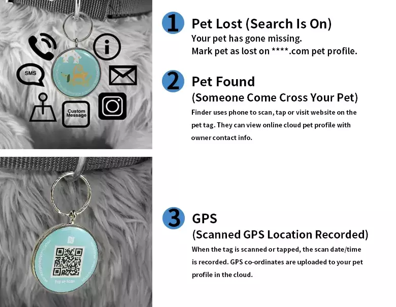 NFC RFID 애완 동물 태그 QR 코드 인식표가 있는 RFID 방수 NFC 애완 동물 태그